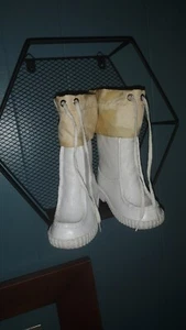 Vintage White Rain Snow Marching Boots Waterproof Made In USA 70s 80s Kids Sz 6 - Picture 1 of 12