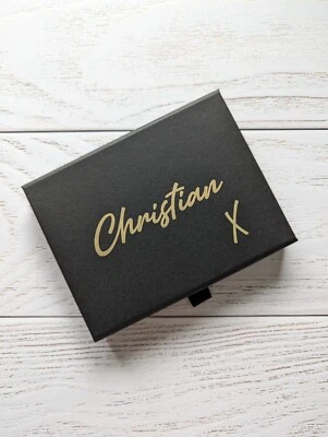 TINY BOX COMPANY Personalised Black Gift Card Presentation Box with magnetic lid
