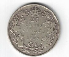CANADA 1929 TWENTY FIVE CENTS QUARTER KING GEORGE V .800 SILVER CANADIAN COIN 