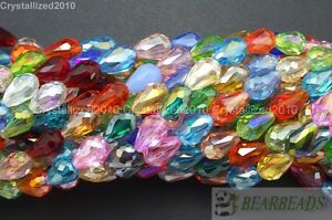 50Pcs Top Czech Crystal Faceted Teardrop Spacer Loose Beads 8mm 10mm 11mm 15mm