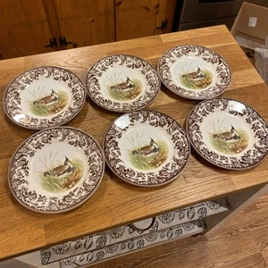 6er Set Spode Woodland LAPWING Salatteller 7 3/4" S3422 Retired England China - Bild 1 von 5