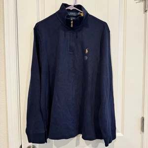 Polo Ralph Lauren Uomo Estate Rib Quarter Zip Pullover Crociera Navy Taglia Large - Foto 1 di 5