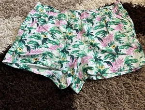 Loft Women's Lightweight Tropical Print Linen Blend Pull-On Shorts Size XL - Picture 1 of 8