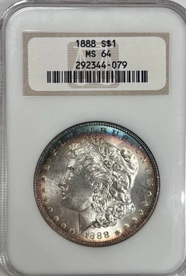 1888 Morgan Silver Dollar  MS 64 NGC Old Holder. VAM-12A  Hot 50 Great Blue Tone - Image 1 of 4