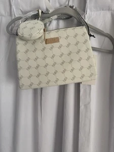 Nicole Miller Purse w/Pouch Logo Crème Gold Hardware Shoulder Crossbody Bag NWT - Picture 1 of 4