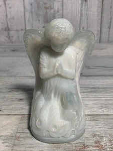 Boyd Large Glass Praying Angel White On White Slag Color Marked - Picture 1 of 8