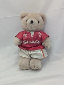 Manchester United Vtg 90s Teddy Bear Plush Sharp football outfit kit Rare toy - Picture 1 of 6