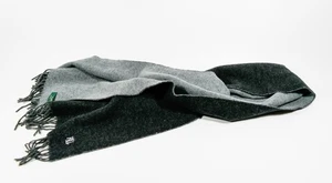 Ralph Lauren Lambs Wool & Angora Duo Charcoal Light Gray Fringed Scarf Italy - Picture 1 of 5