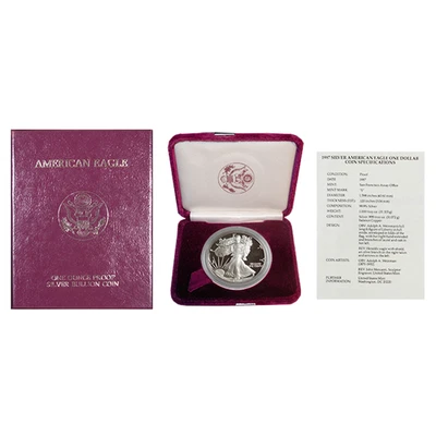 1987-S Proof $1 American Silver Eagle Box, OGP & COA - Image 1 of 3