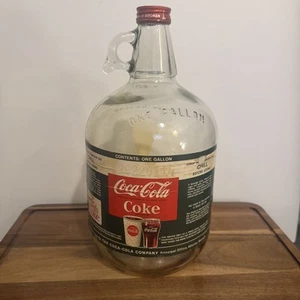 Vintage ONE Gallon Coca Cola  Syrup Glass Jug Bottle 1960’s with Cap Paper Label - Picture 1 of 3