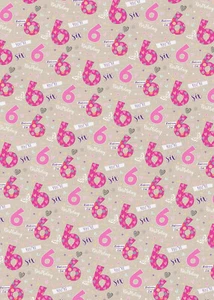2 Sheets 6th Birthday Girl Wrapping Paper Age 6 Pink Hearts and Butterfly (W308) - Picture 1 of 2