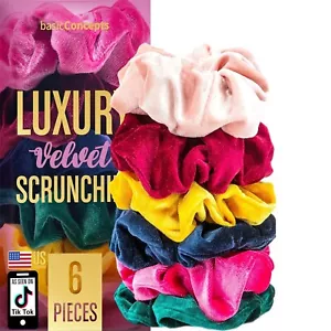 BRAND NEW - Basic Concepts BIG Velvet Scrunchies | 6 Pack - Picture 1 of 6