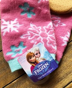 DISNEY'S FROZEN Pink Slipper Socks *NEW* with Tags Gripper Stocking Stuffers NWT - Picture 1 of 11