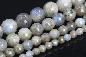 Genuine Natural Labradorite Grade A Micro Faceted Round Loose Bead 5-6/8/10/12MM - Picture 1 of 11