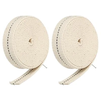 Algodón Aceite Lámpara Mecha 18mm Ancho 2M Largo con Negra Puntada, 2 Rollos - Imagen 1 de 4