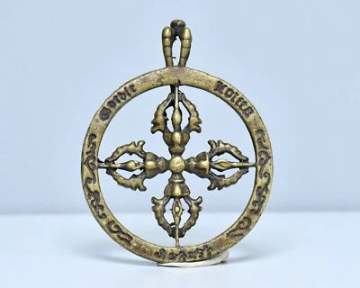 Antiguo Tíbet Budismo Bronce Vajra Dorje Phurpa Exorcismo Talismán Amuleto Colgante Foto 1 de 4