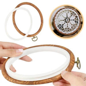 Sewing Round Wooden Color Plastic Embroidery Hoop Frame Ring Kit DIY Craft Tool - Picture 1 of 15