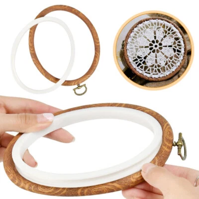 Sewing Round Wooden Color Plastic Embroidery Hoop Frame Ring Kit DIY Craft Tool - Image 1 of 4