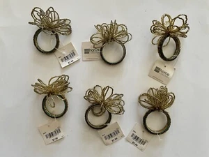 Set Of 6  JC Penny Gold-tone Beaded Napkin Holders -  Holiday Gatherings-New - Picture 1 of 3