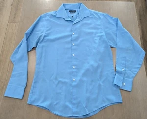Mens Geoffrey Beene Sateen Fitted Dress Shirt Light Blue 16.5 34/35 - Picture 1 of 3