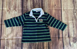 Disney Boy's Long Sleeve Green & Blue Striped Collared Pullover Polo Shirt Sz: M - Picture 1 of 6