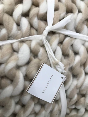 Pottery Barn Chunky Handknit  44x56" Two Tone Neutral white - Image 1 of 3