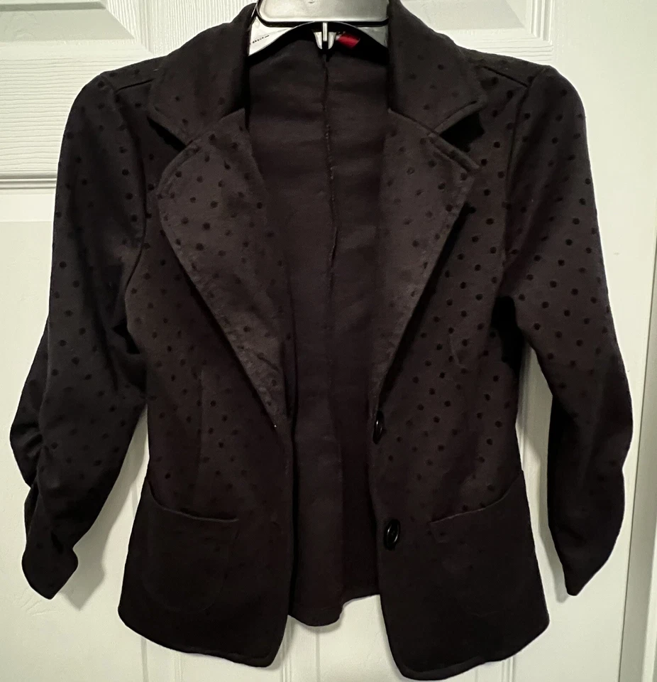 Heart ~N~Crush Womens Polka Dot Blazer Black Size XS - Image 1 of 4