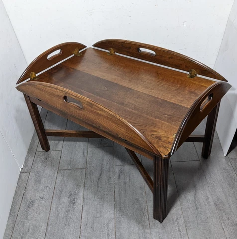 Vintage Solid Cherry Wood Butler Tray Coffee Table - Georgian/Chippendale Cover