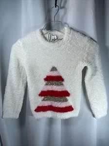Harper Canyon Kids Striped Christmas Tree Fuzzy Sweater Sz 4 New - Picture 1 of 5