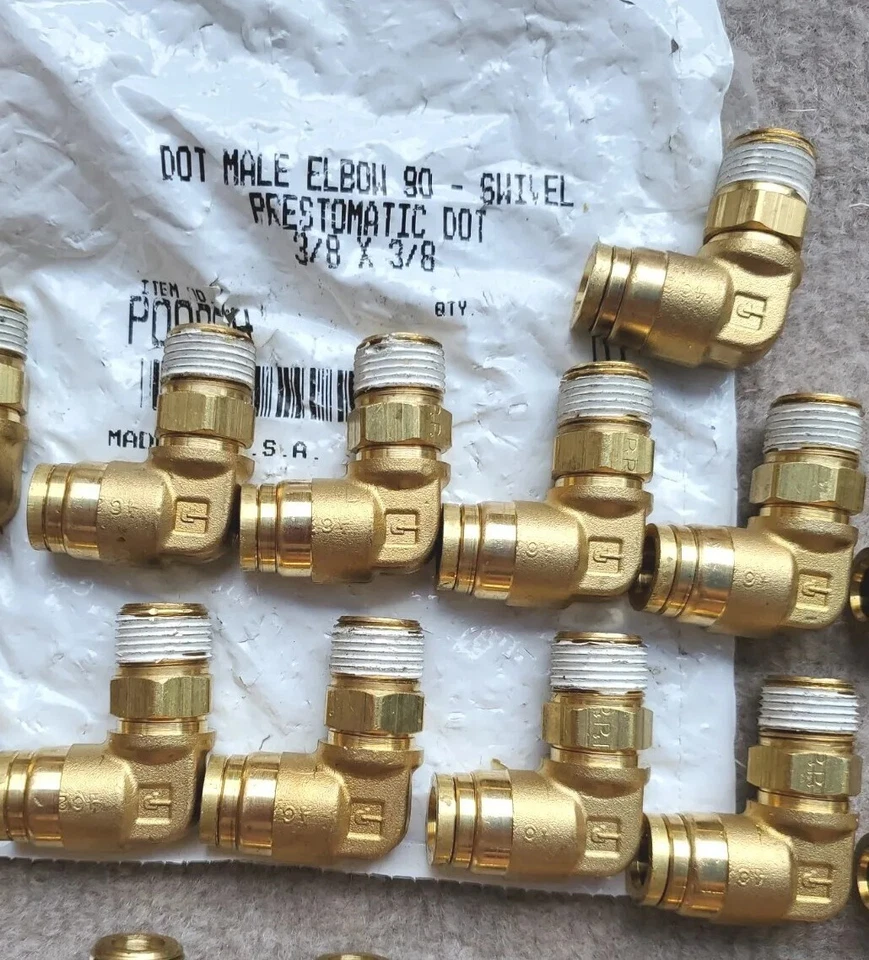 9 Parker DOT Fitting Tube Male Swivel Elbow Brass 3/8 x 3/8 LOT - Image 1 of 1