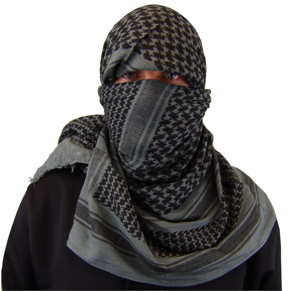 Shemagh Militar Ejército Algodón Peso Pesado Árabe Táctico Desierto Keffiyeh Bufanda GRIS - Imagen 1 de 1