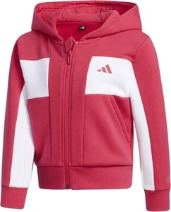 adidas Girls Logo Fleece Full-Zip Hoodie - Pink/White - Picture 1 of 4