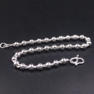 Pure Silver 999 Bracelet Solid Silver 4mm Beaded Link For Women 7.5inch Length - Picture 1 of 5