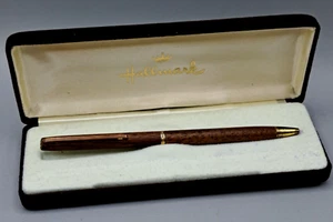 Vintage Hallmark "Cordia" Walnut Wood with Silver-Trim Ballpoint Pen in Box - Picture 1 of 16