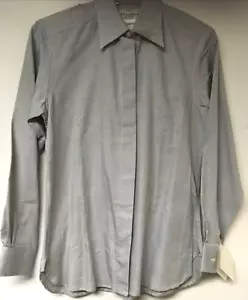 HATHAWAY TAPERED WOMEN'S GRAY & WHITE 100% Cotton Button Down Shirt CLASSIC NEW - Picture 1 of 3