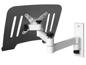 Support mural blanc pour ordinateur portable avec plaque d'adaptation noire - Photo 1/7