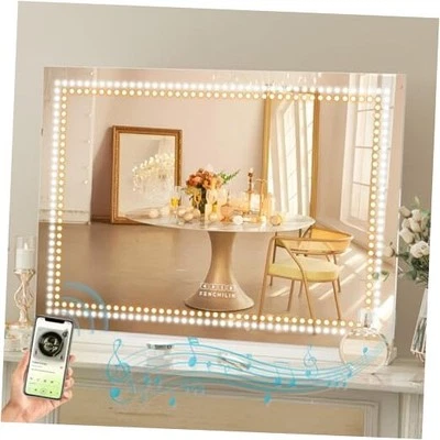  Espejo de tocador con luces y altavoz Bluetooth 31.5"x 22.8" 27.6"L x 35.4"W Foto 1 de 4