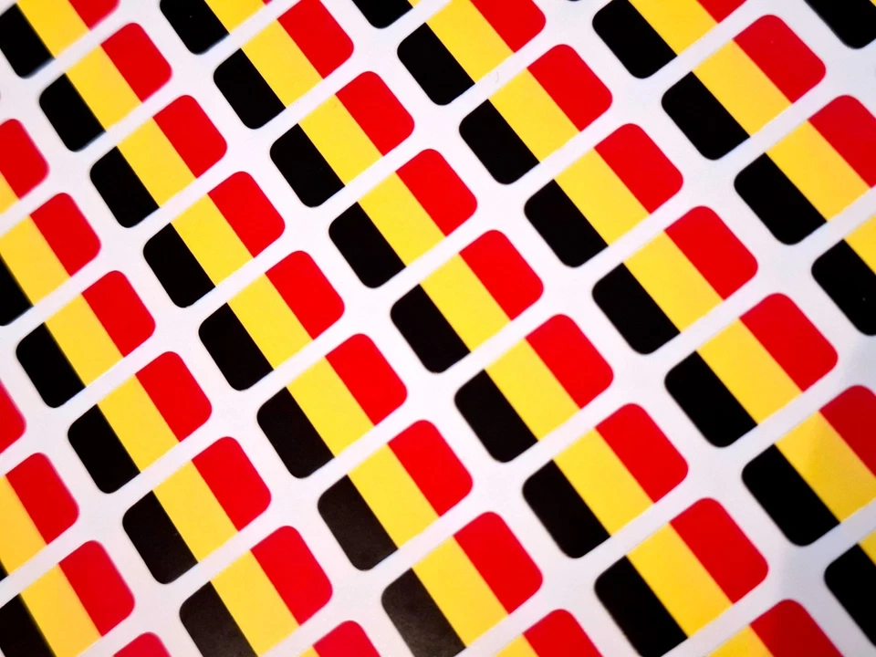 Small Mini 16x10mm Belgium Belgian Durable Plastic Flag Stickers Sticky Labels - Image 1 of 1