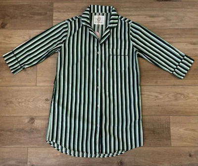 NUEVO CON ETIQUETAS "PrintFresh" Pijama Rayas Verdes Talla XS Camisa para Dormir Manga Larga Camisón Foto 1 de 4
