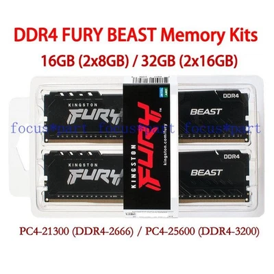 Kingston Beast 2pcs Kits 32 GB/16 GB DDR4 3200 2666 MHz Desktop Speicher 288-Pin - Bild 1 von 4