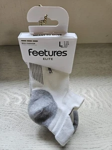 New FEETURES Elite LARGE Unisex Socks Max Cushion White No-Show Tab *No Blisters - Picture 1 of 2