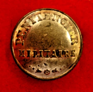 SCARCE VINTAGE FRENCH "PENITENCIER MILITAIRE" MILITARY PRISON BUTTON  16MM DIA. - Picture 1 of 1