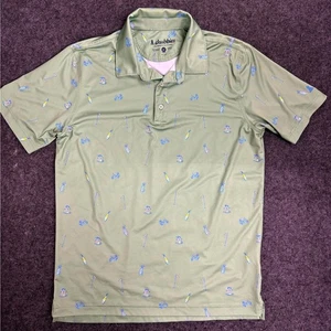 Chubbies Mens Golf Polo Shirt Green All Over Print Short Sleeve Size Medium - Picture 1 of 6