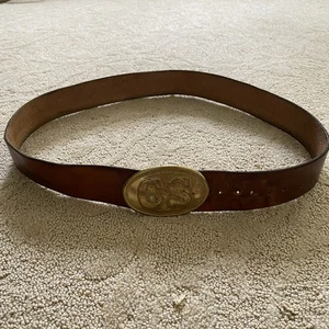 Solid Yellow Brass CS Confederate States Belt and Belt Buckle Civil War Reenact - Picture 1 of 12