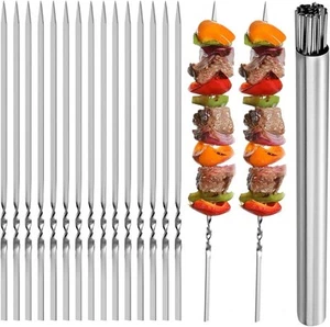 Stainless Steel Flat Barbecue Skewers,40PCS BBQ Kebab Skewers with Storage - Picture 1 of 7