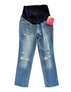 NWT Isabel Maternity Ingrid & Isabel Straight Crop Denim Jeans Womens Size 0 NEW - Picture 1 of 16