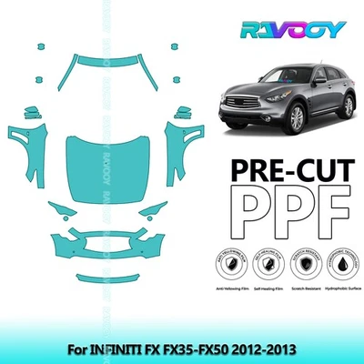 Película de proteção de pintura PreCut PPF para INFINITI FX FX35-FX50 2012-2013 - Imagem 1 de 4