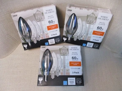 Feit Electric 60W Equivalent White Filament LED Light Bulb 3/pack, 3 Packs - Image 1 of 4