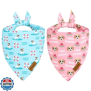 THLOH Sommer Hund Bandanas - 2er Pack Wende Meer und Obst Haustier Schal für Jungen - Bild 1 von 5