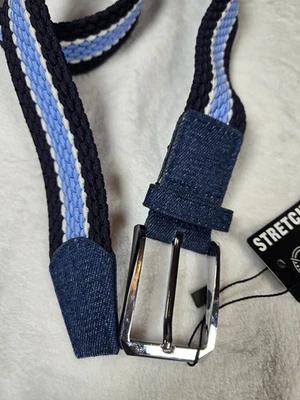 Cinto trançado Ghost Golf/denim marinho elástico tamanho 32 tecido webbing  - Imagem 1 de 4